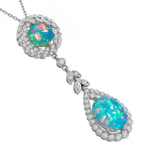 Opal Diamond Gold Pendant