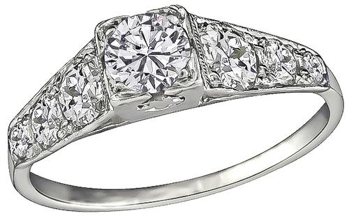 Old Mine Cut Diamond Platinum Engagement Ring