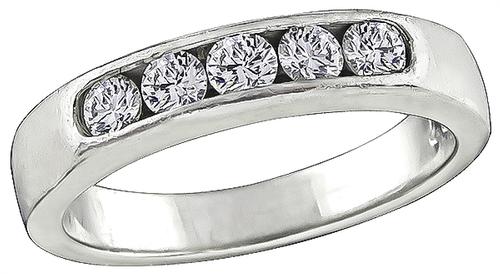 Round Cut Diamond Platinum Wedding Band