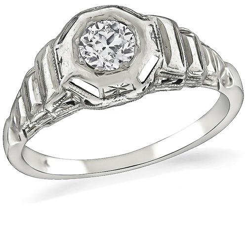 Old Mine Cut Diamond 18k Gold Engagement Ring