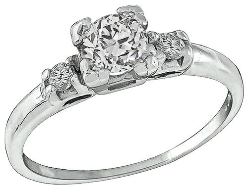 Round Cut Diamond Platinum Engagement Ring