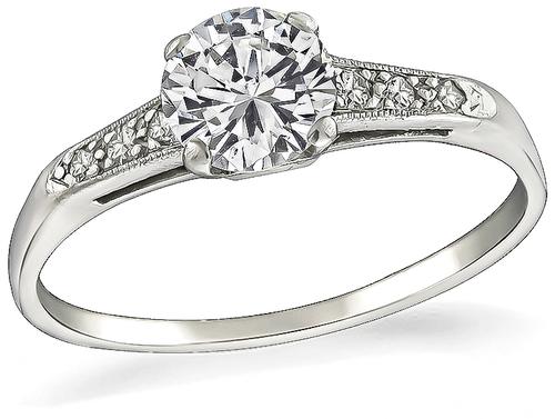 Round Cut Diamond Platinum Engagement Ring