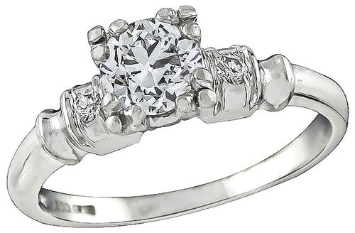 Old Mine Cut Diamond Platinum Engagement Ring