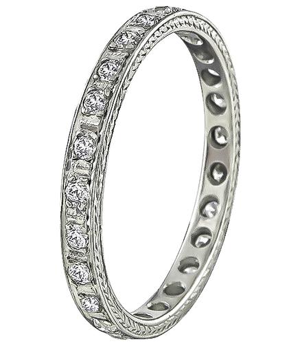 Art Deco Style Old Mine Cut Diamond Platinum Eternity Wedding Band