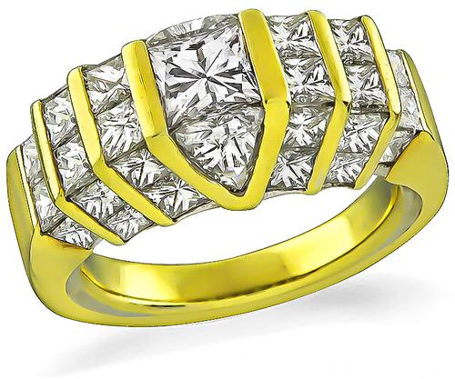 2.80cttw Princess and Trilliant Cut Diamond 18k Yellow Gold Ring