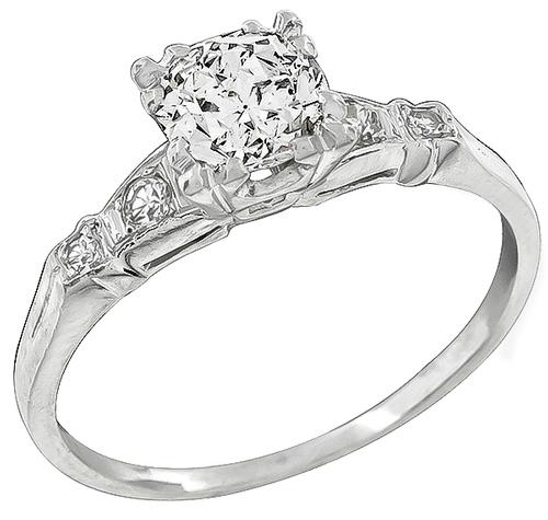 Round Cut Diamond Platinum Engagement Ring