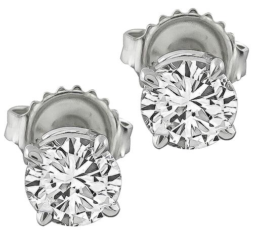 14k White Gold Round Cut Diamond Studs Earrings