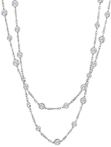 Old Mine Cut Diamond Platinum By The Yard Necklace