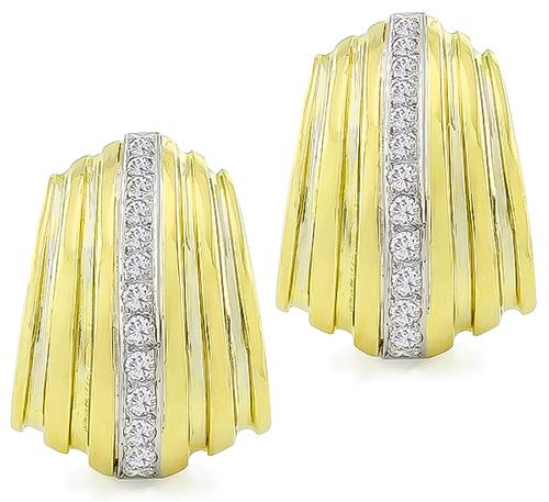 Round Cut Diamond 14k Yellow Gold Earrings