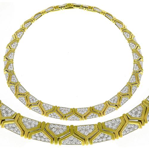 17.00ct Diamond Gold Geometric Necklace