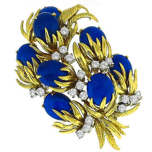 2.00ct Diamond Lapis Fruity Floral Pin