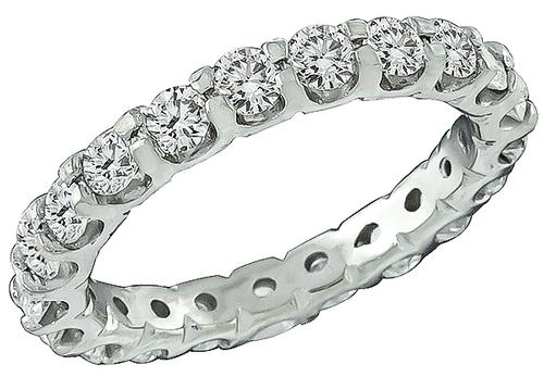 Round Cut Diamond 14k White Gold Eternity Wedding Band