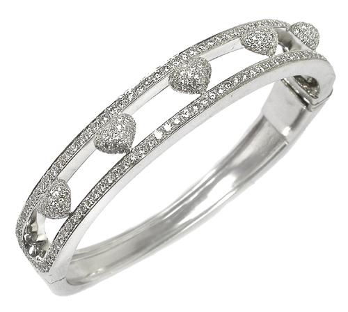 2.00ct Round Cut Diamond 14k White Gold Bangle