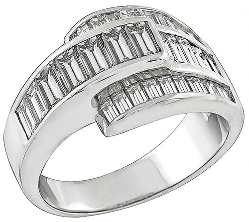 Baguette Cut Diamond 18k White Gold Ring