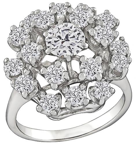 Round Cut Diamond 14k White Gold Cocktail Ring