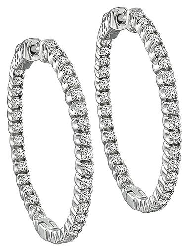 1.00 ct. t.w. Round and Baguette Diamond Hoop Earrings in 18kt Gold Over  Sterling. 1/2