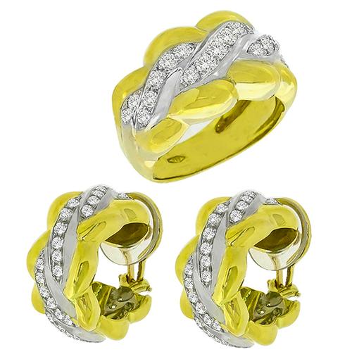 2.75ct Diamond Gold Ring and Earrings Set 