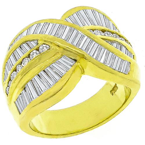 Diamond Gold Crossover Ring