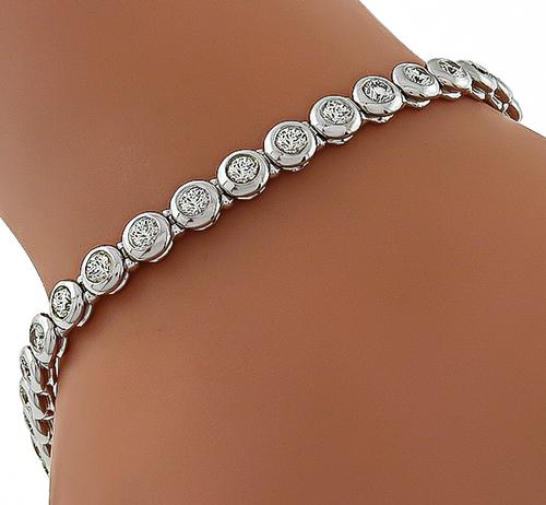 Round Cut Diamond 14k White Gold Bracelet