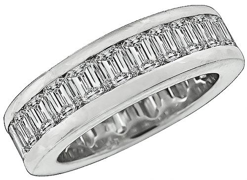 Emerald Cut Diamond Platinum Eternity Wedding Band