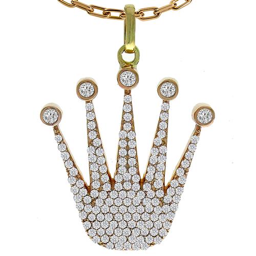 Diamond Gold Crown Pendant 