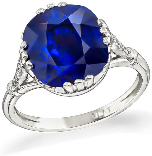 Cushion Cut Sapphire Platinum Engagement Ring