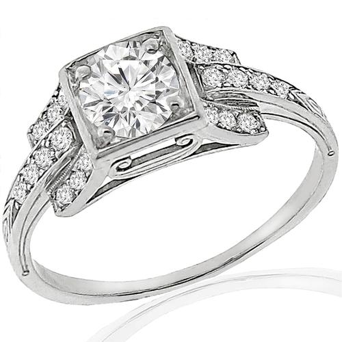 Antique Diamond Platinum Engagement Ring