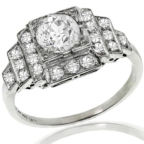 Antique Diamond Platinum Engagement Ring