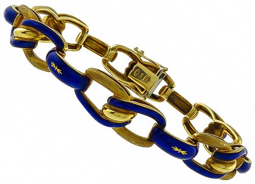 Victorian Style Enamel 18k Yellow Gold Bracelet