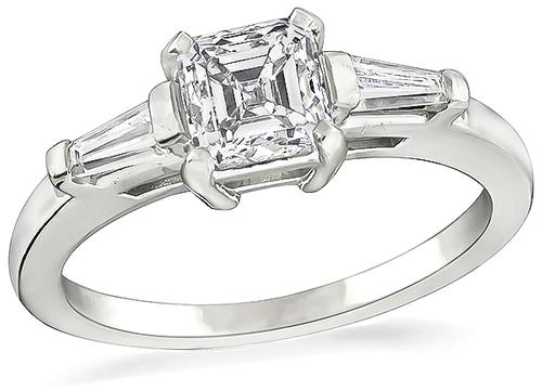 Asscher Cut Diamond 14k White Gold Engagement Ring