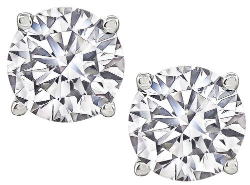 Round Cut Diamond Platinum Studs Earrings