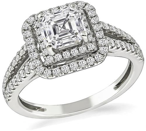 Asscher Cut Diamond 14k White Gold Engagement Ring