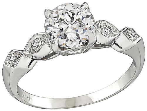 Old European Cut Diamond Platinum Engagement Ring