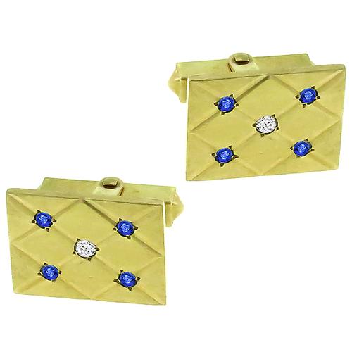 Sapphire & Diamond Gold Cufflinks