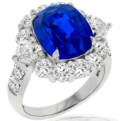 8.56ct Sapphire 3.00ct Diamond Gold Ring