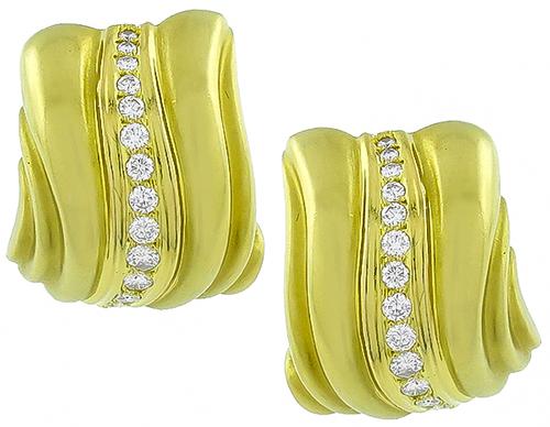 Round Cut Diamond 18k Yellow Gold Forley Earrings