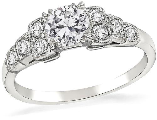 Vintage Round Cut Diamond Platinum Engagement Ring