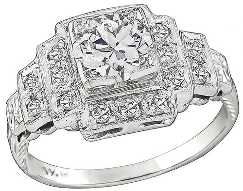 Round Cut Diamond Platinum Engagement Ring