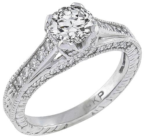 Round Brilliant Cut Diamond 14k White Gold Engagement Ring