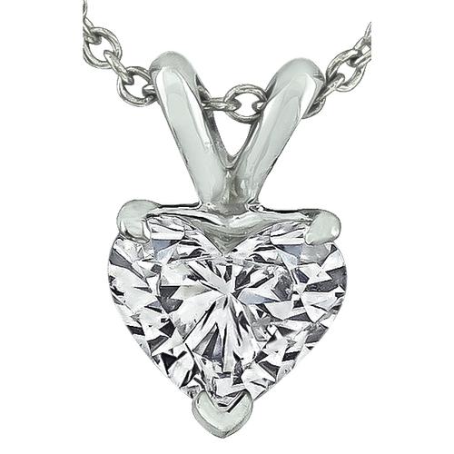 Heart Shape Diamond 14k White Gold Heart Pendant