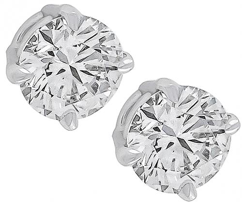 Round Brilliant Cut Diamond 14k White Gold Stud Earrings