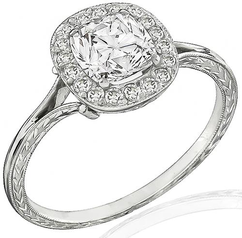 Cushion Brilliant Cut Diamond Platinum Engagement Ring