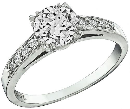 Old Mine Cut Diamond Platinum Engagement Ring