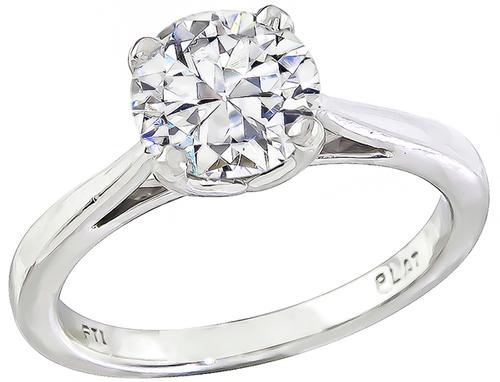 Internally Flawless Round Cut Diamond Platinum Engagement Ring