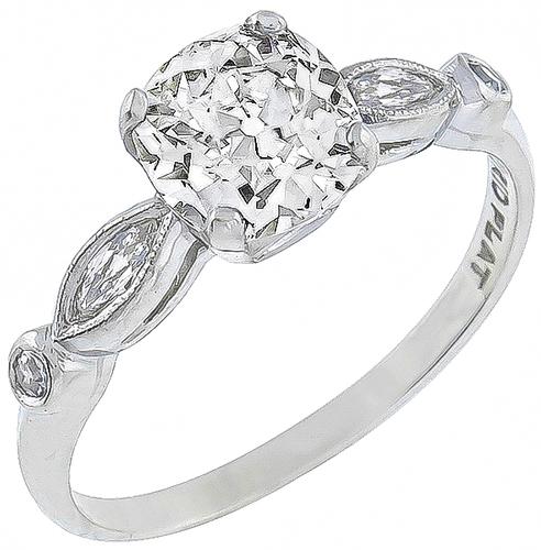 Vintage Old Mine Cut Diamond Platinum Engagement Ring