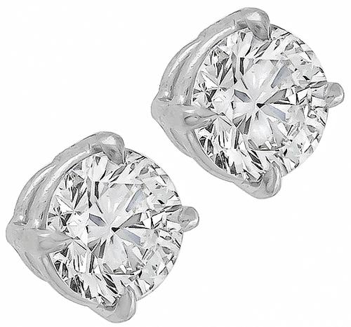 Gia Certified 1 43ct Diamond Stud Earrings New York Estate Jewelry Round Brilliant Cut Diamond 14k White Gold Stud Earrings