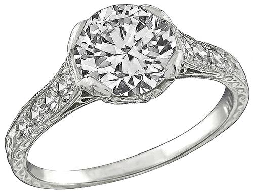 1.54ct Round Cut Diamond 0.45ct Round Cut Diamond Platinum Enagagement Ring