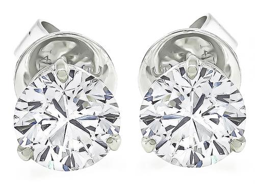 Gia Certified 2 01cttw Diamond Stud Earrings New York Estate Round Cut Diamond 14k Gold Studs Earrings