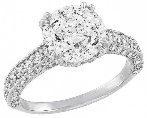 Old Mine Cut Diamond Platinum Engagement Ring