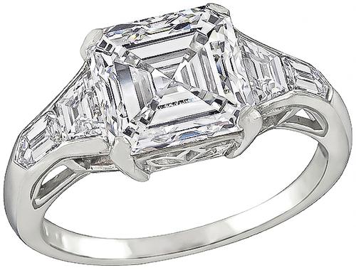 Asscher Cut Diamond Platinum Engagement Ring